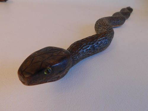 ANTIQUE CARVED WOOD SNAKE CANEAntique 3845d9