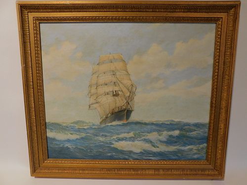 WJ POPHAM CLIPPER SHIP PAINTINGOil 3845f9