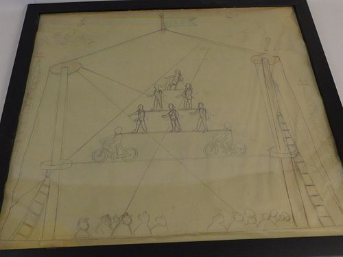 RED GROOMS DRAWING CIRCUS TRAPEZEOld 3845f1