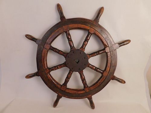 ANTIQUE WOOD IRON SHIPS WHEELAntique 384603