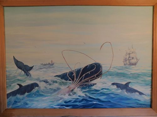 S FERNANDES WHALING PAINTING WITH 3845fb
