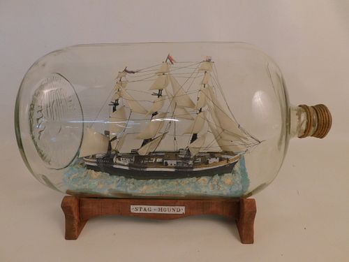 LARGE SHIP IN A BOTTLE MODELOld 384616