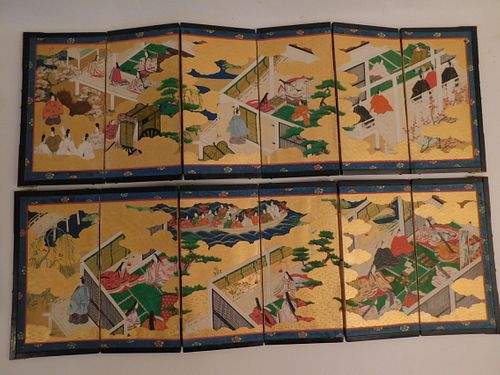 PAIR ANTIQUE JAPANESE TABLE SCREENSPair 384631