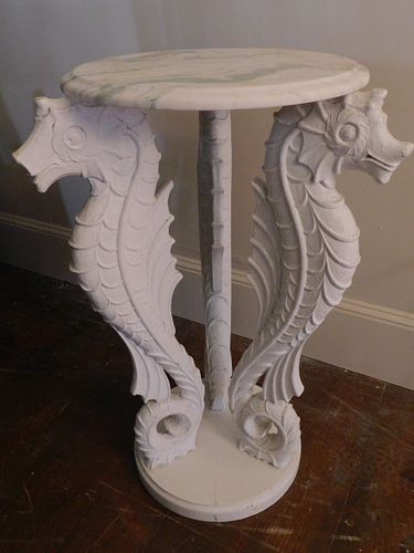 PAIR 1949 SEAHORSE MARBLE TOP STANDSPair 38466b