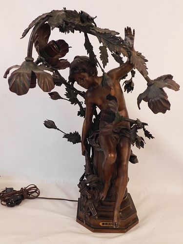 FRENCH SPELTER FIGURAL LAMPAntique