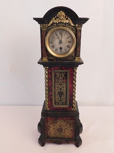 FRENCH BOULLE MINI TALL CLOCKAntique