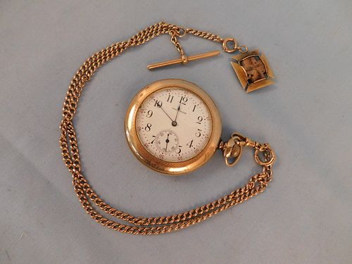 GOLD WALTHAM POCKET WATCH & 14K