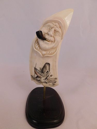 CARVED WHALE TOOTH OF SAILORFine