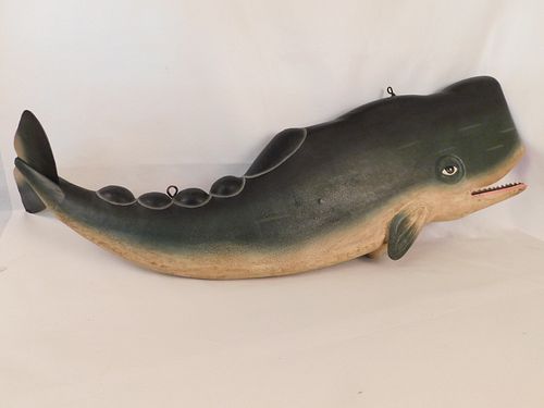 LARGE METAL WHALE SIGNVintage painted 384824