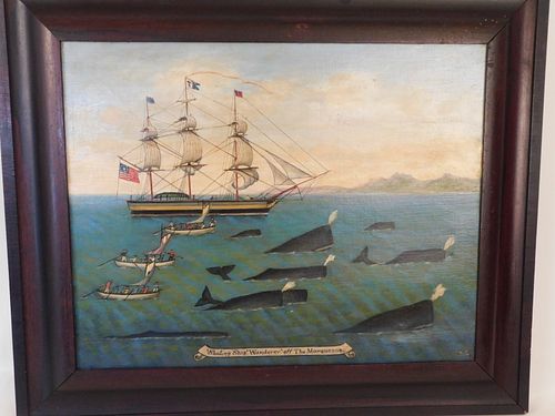 WHALING SHIP WANDERER OIL PAINTINGOil 38485a