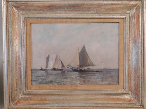 NY SCALLOP BOAT PAINTING - N. WHITEOld