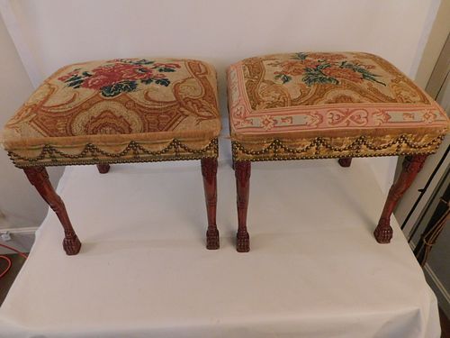 PAIR NEEDLEPOINT BENCHESPair of 3848fa