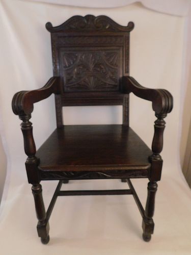 VICTORIAN JACOBEAN ARMCHAIRCarved