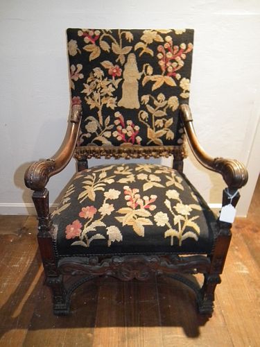 VICTORIAN TAPESTRY ARMCHAIR19th 384915
