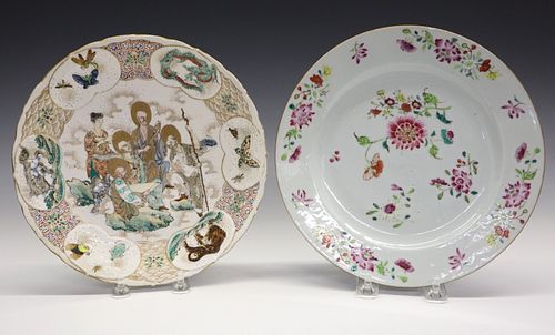 2 ASIAN PORCELAIN PLATESA Japanese &