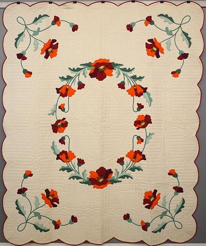 POPPY APPLIQUE QUILTA circa 1930