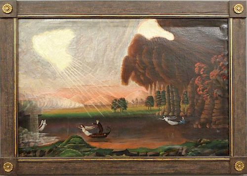 19TH C OIL PAINTING VOYAGE OF 384a0e