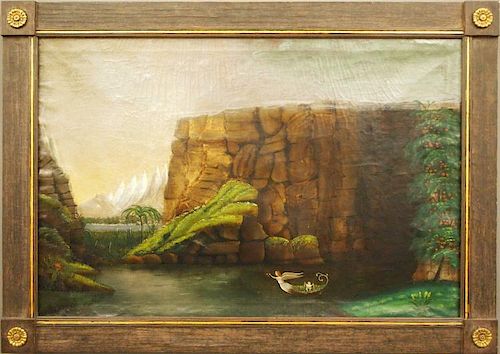 19TH C OIL PAINTING VOYAGE OF 384a0b