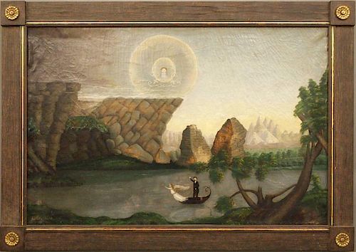 19TH C OIL PAINTING VOYAGE OF 384a0d