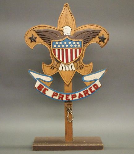 FOLK ART BOY SCOUTS FLAG STANDAn