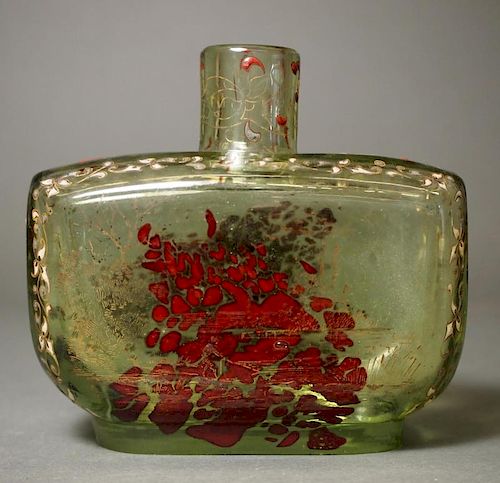 GALLE ART GLASS ENAMELED PERFUME BOTTLEA