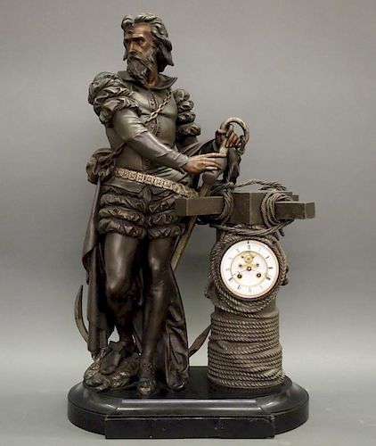 FRENCH PONCE DE LEON STATUE CLOCKA 384ad6