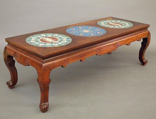 CHINESE ROSEWOOD CLOISONNE TABLEA 384b52