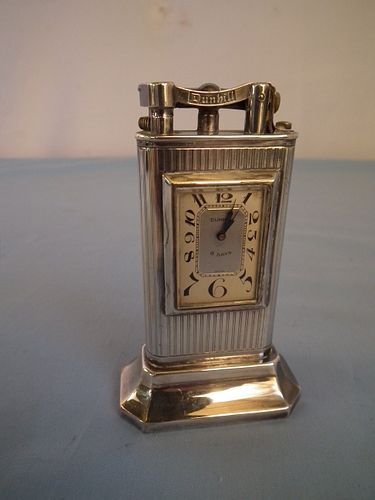 DUNHILL LIGHTER WATCHOld silver plated