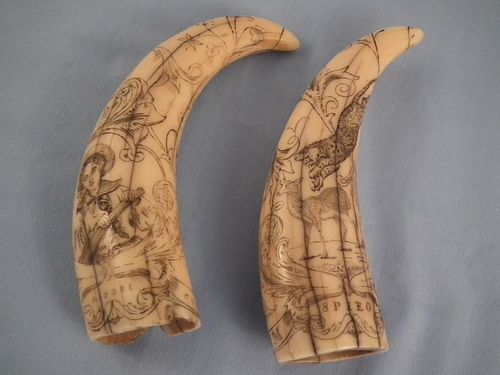 PAIR ANTIQUE WHALE TEETHPair of small