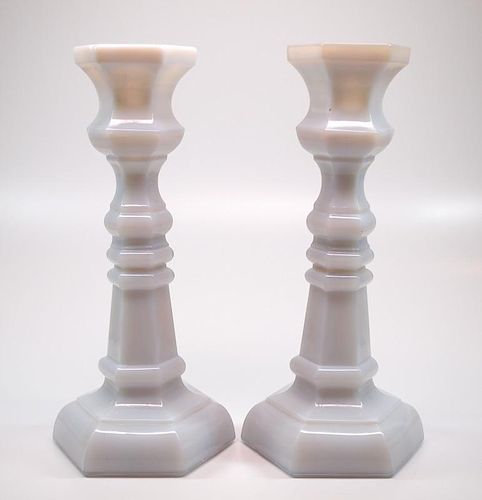 PRESSED HEXAGONAL CANDLESTICKS,