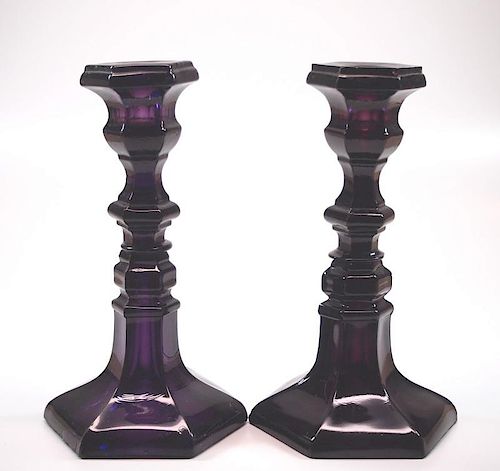 PRESSED HEXAGONAL CANDLESTICKS,