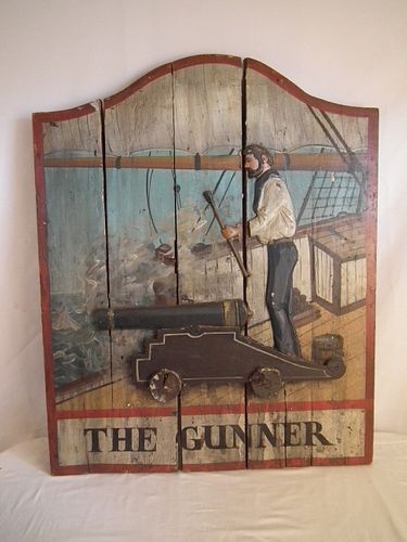 WOOD SIGN THE GUNNEROld painted and