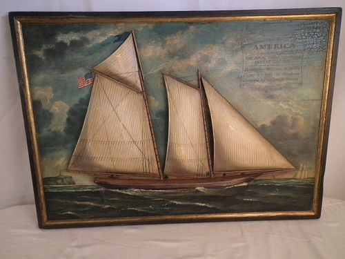 WOOD SHIP PLAQUE AMERICA20th century