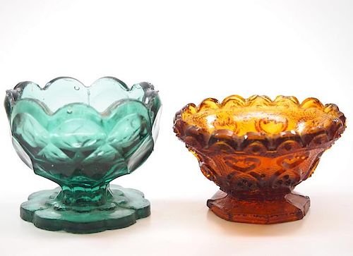 PRESSED & LACY GLASS SALT DISHES,