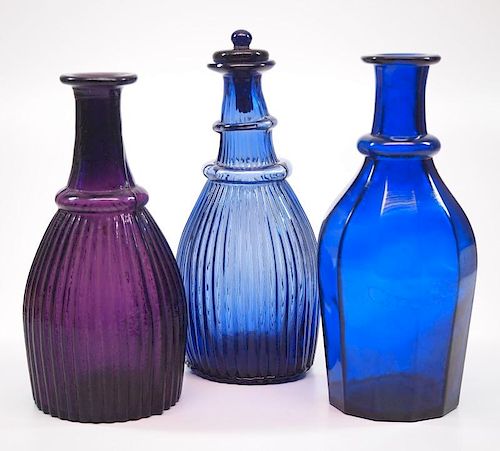 BLOWN-MOLDED BOTTLES, THREEThree early-mid