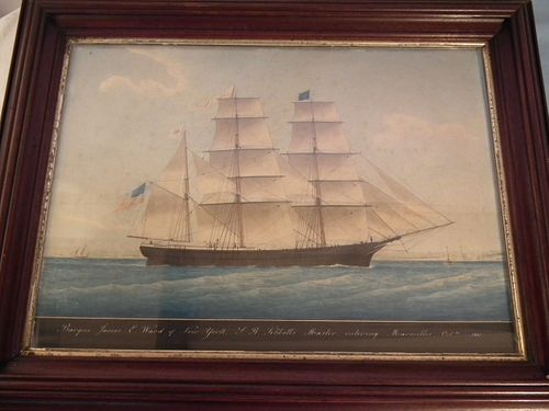 1861 SHIP PORTRAITAntique watercolor 384cd1