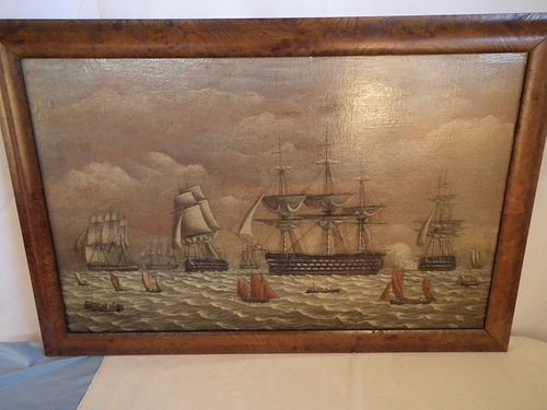 1859 BATTLE PAINTINGAntique oil 384ce1