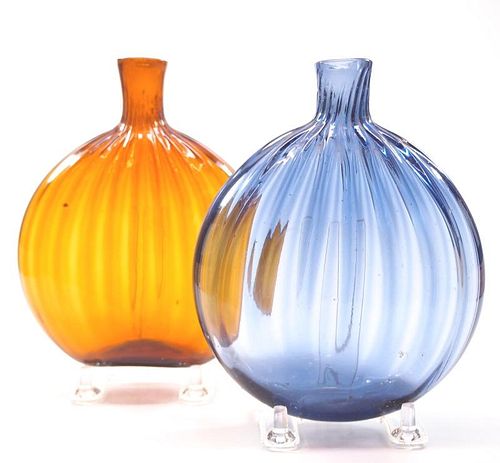 PATTERN-MOLDED FLASKS, TWOTwo pattern-molded