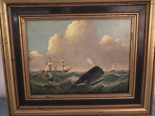 K LARSEN WHALING PAINTINGOld oil 384d6b