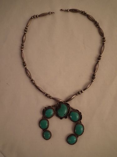 NAVAJO SILVER TURQUOISE NECKLACENavajo 384d77