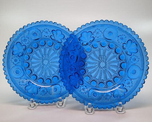 LACY GLASS PLATES, TWOTwo mid 19th