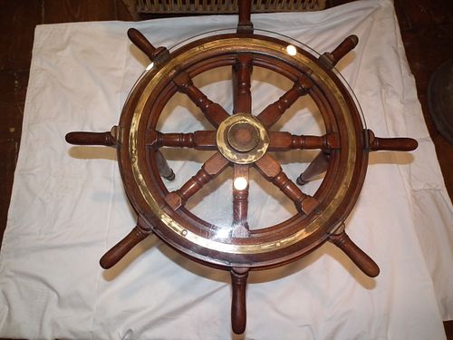 SHIPS WHEEL TABLEOld ship s wheel 384dd0