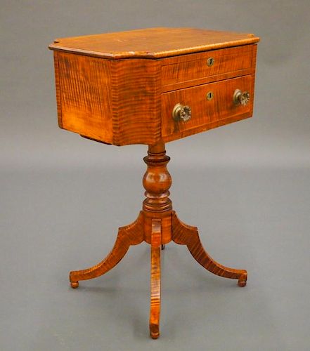CURLY MAPLE SEWING STANDA 19th