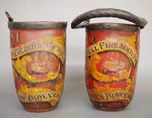 2 LEATHER FIRE BUCKETSTwo 19th 384e0f