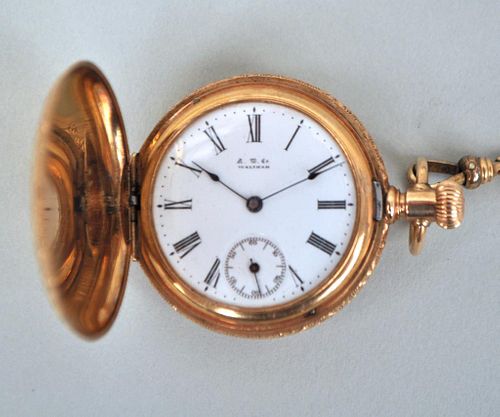 14K GOLD HUNTER CASE LADIES POCKET WATCHwith