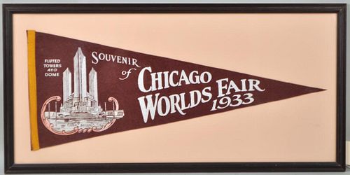 FRAMED CHICAGO WORLD S FAIR PENNANT1933  382743