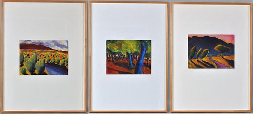 THREE NANCY DENISON FRAMED ACRYLICS