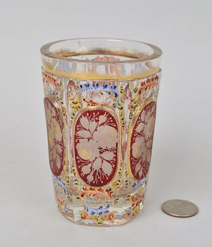 MOSER POLYCHROME DECORATED TUMBLERunsigned  38276c