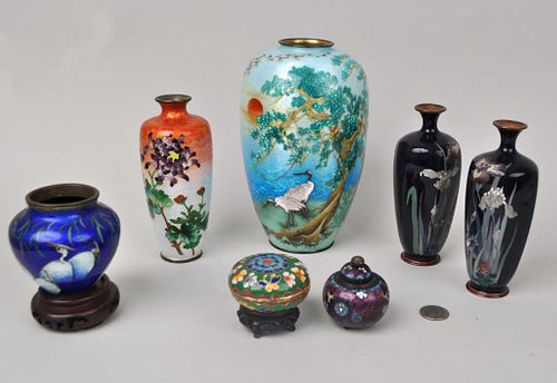 GROUP SEVEN JAPANESE SMALL ENAMELED 38277a