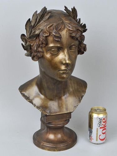 H. WADERE, BRONZE BUST CLASSICAL